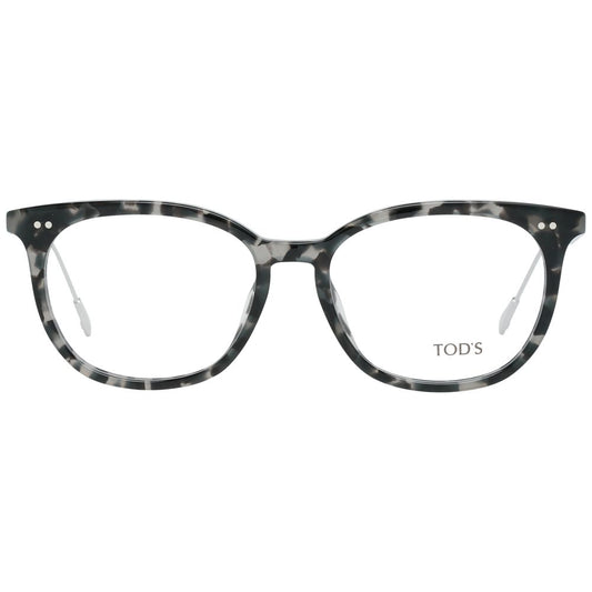 Tod's Black Women Glasses Frame, full-rim trapezium shape, metal and plastic, 52-16-145 size with branded case.