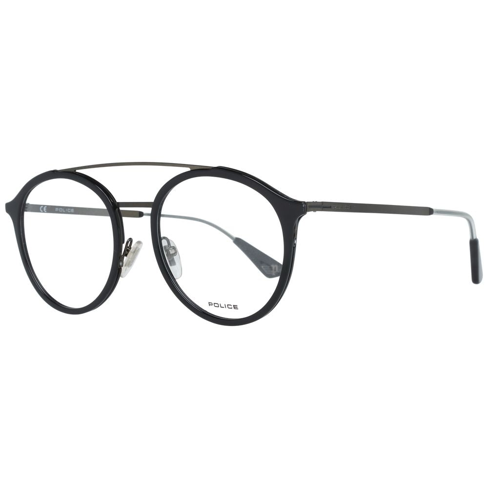Police Black Men Glasses Frame in full-rim aviator style with metal and plastic construction.