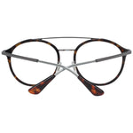 Police Brown Men Glasses Frame with metal and plastic full-rim design, aviator style, 52-19-140 size, and demo lenses included.