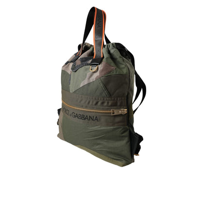 Dolce & Gabbana Military Green Patchwork Rucksack Backpack Bag