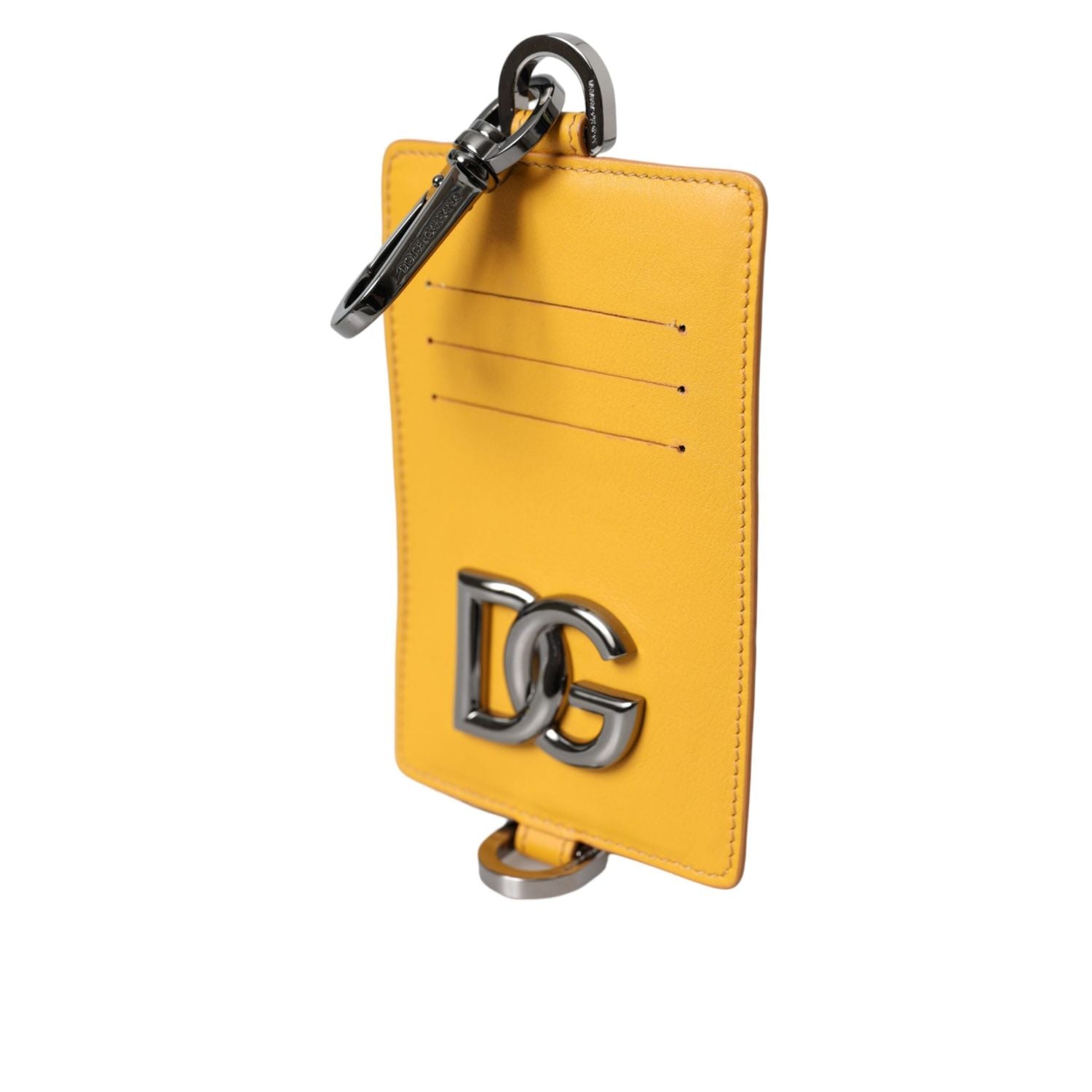 Dolce & Gabbana Orange Calf Leather Credit Card Holder Clip On Wallet