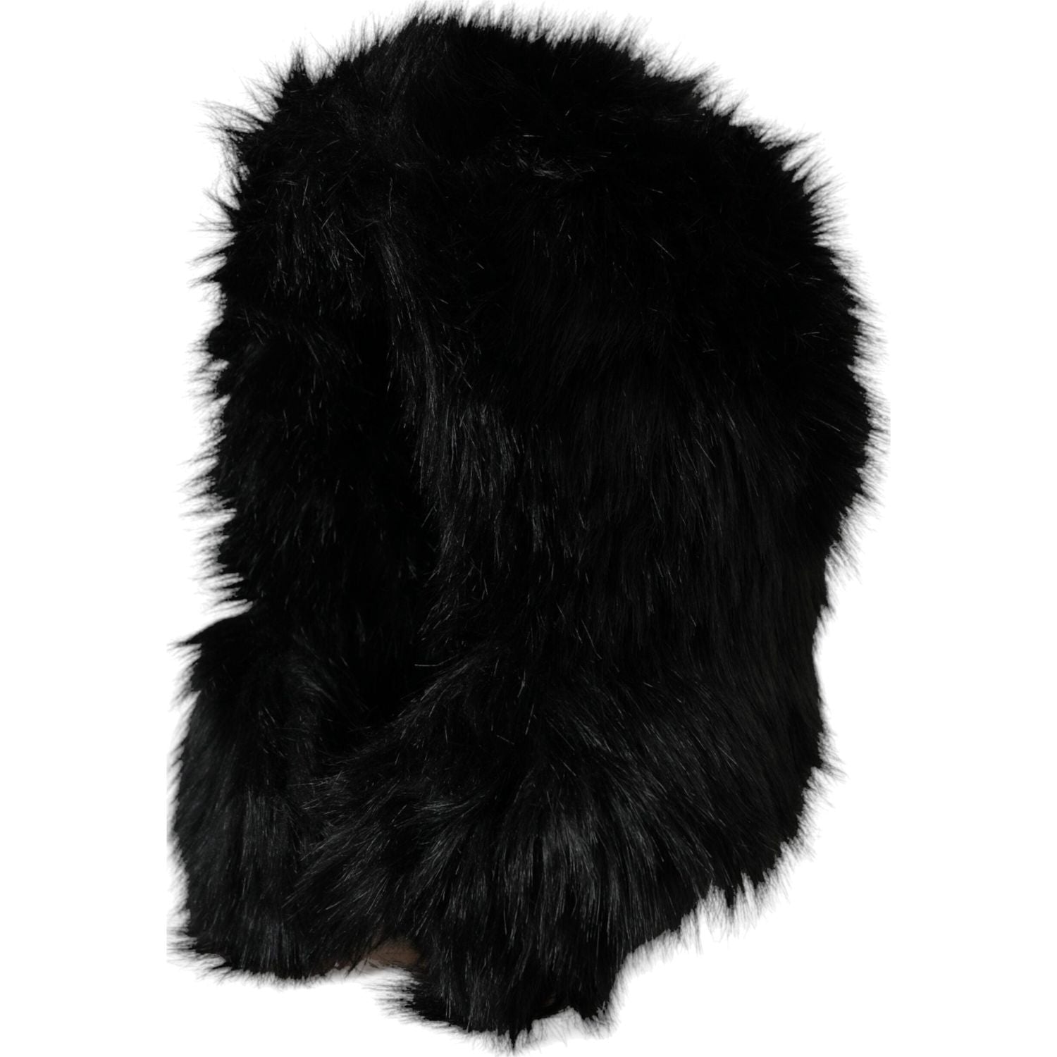 Dolce & Gabbana Black Faux Fur Whole Head Wrap Hat