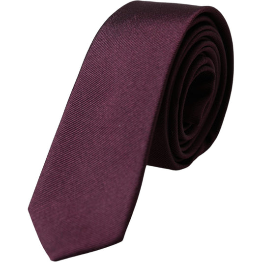 Dolce & Gabbana Bordeaux Solid 100% Silk Adjustable Men Tie KRA3324