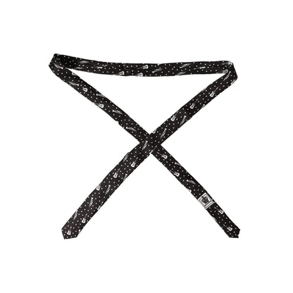 Dolce & Gabbana Black Guitar Print Silk Adjustable Tie