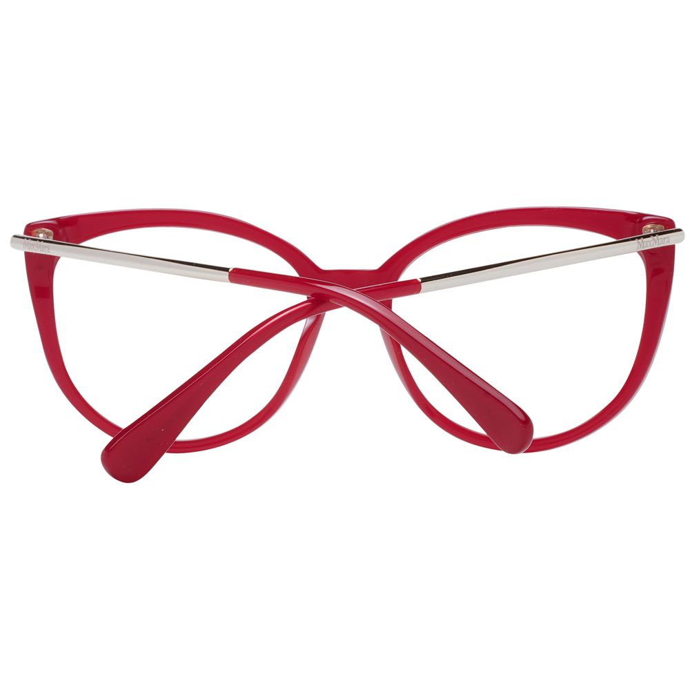 Max Mara Red Women Glasses Frame, full-rim cat eye style, plastic frame, demo lenses, size 54-16-140, includes branded case.