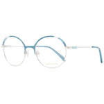 Emilio Pucci Turquoise Women Glasses Frame with full-rim metal design and branded case, size 51-19-140, round style.