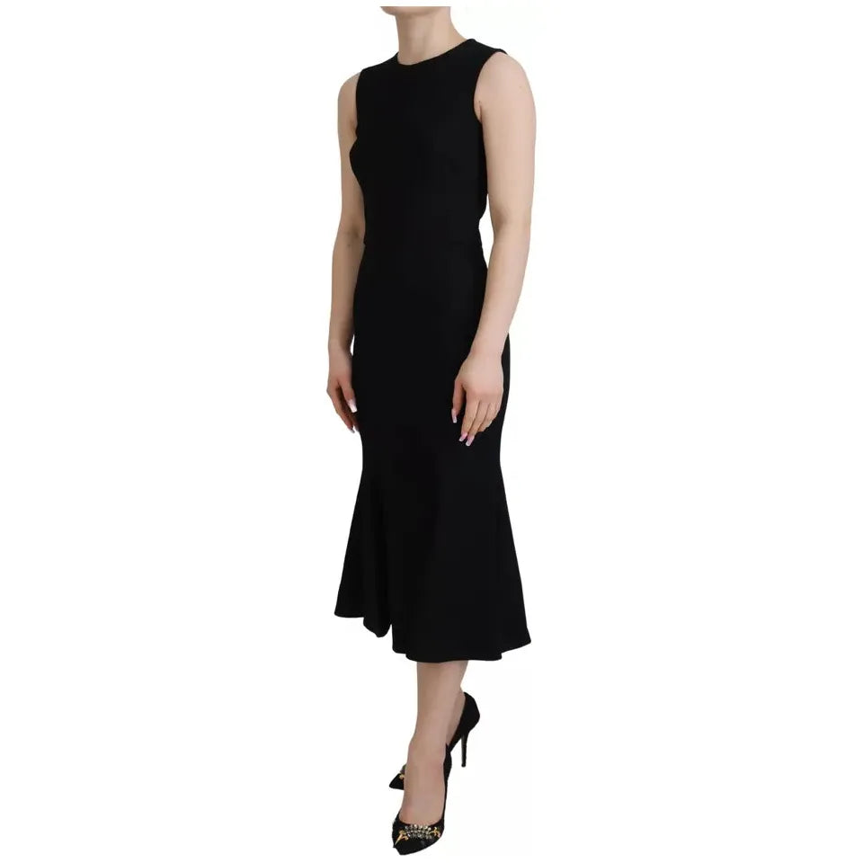 Dolce & Gabbana Black Dress Sheath Flare Viscose Dress