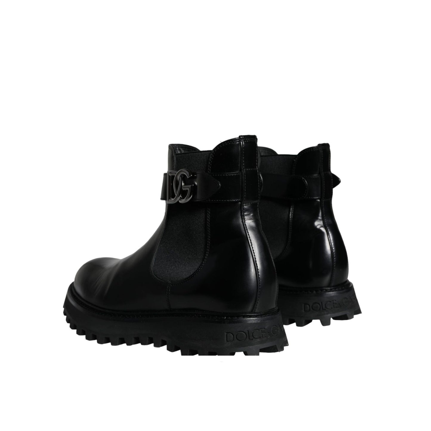 Dolce & Gabbana Black Belted DG Logo Men Chelsea Boots Shoes