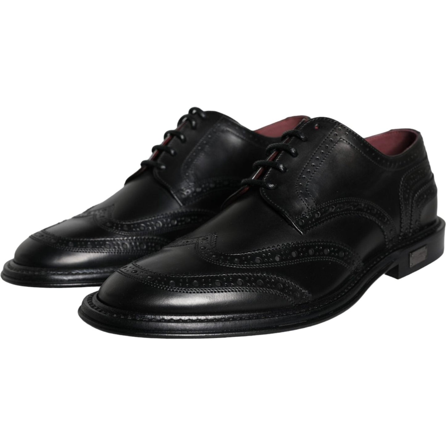 Dolce & Gabbana Black Leather Oxford Wingtip Formal Men Shoes