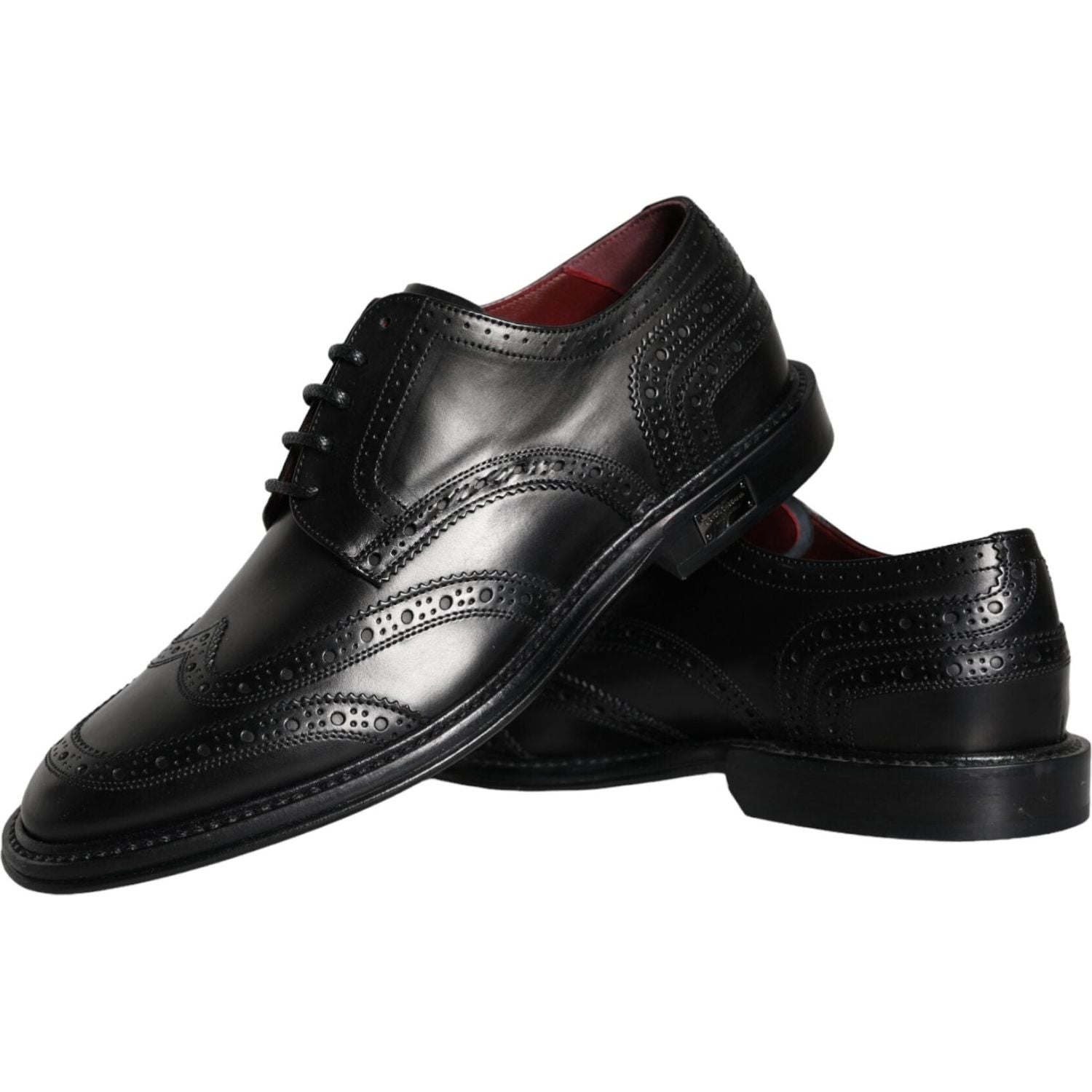Dolce & Gabbana Black Leather Oxford Wingtip Formal Men Shoes