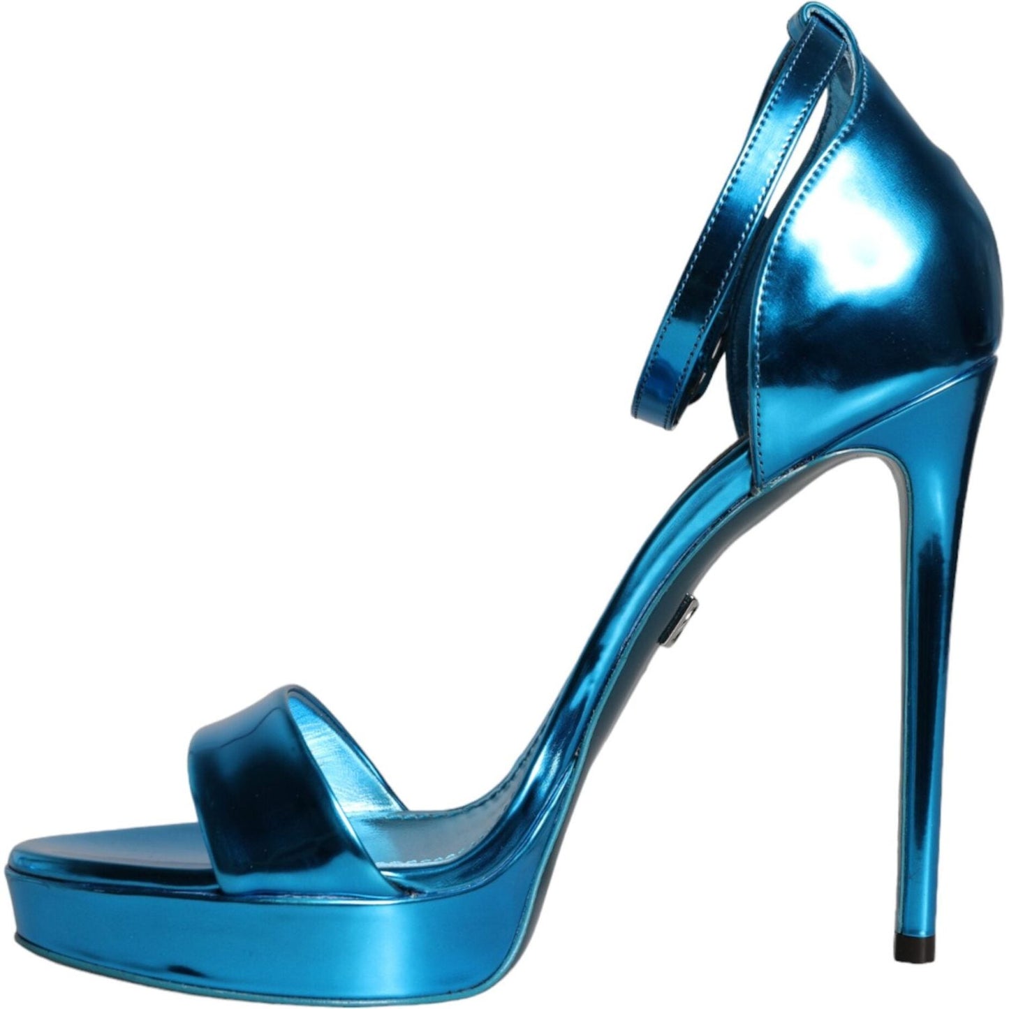Dolce & Gabbana Metallic Blue Leather Keira Sandals Shoes LA11288-38