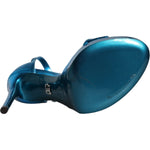 Dolce & Gabbana Metallic Blue Leather Keira Sandals Shoes LA11288-38