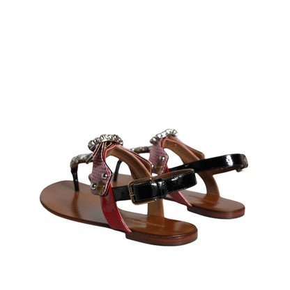 Dolce & Gabbana Multicolor Crystal Sandals Flip Flops Shoes