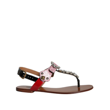 Dolce & Gabbana Multicolor Crystal Sandals Flip Flops Shoes