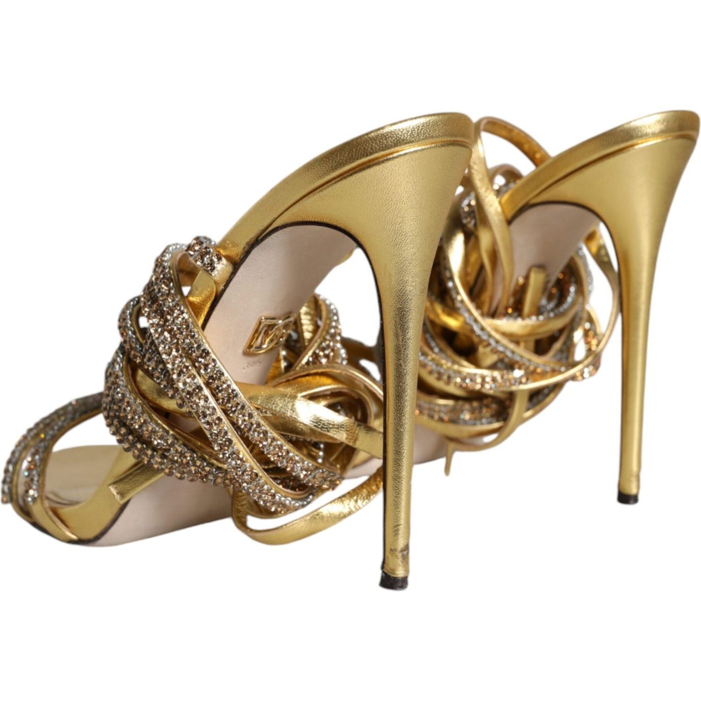 Dolce & Gabbana Gold Crystals Keira Heels Sandals Shoes LA11356-39.5