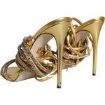 Dolce & Gabbana Gold Crystals Keira Heels Sandals Shoes LA11356-39.5
