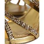 Dolce & Gabbana Gold Crystals Keira Heels Sandals Shoes LA11356-39.5