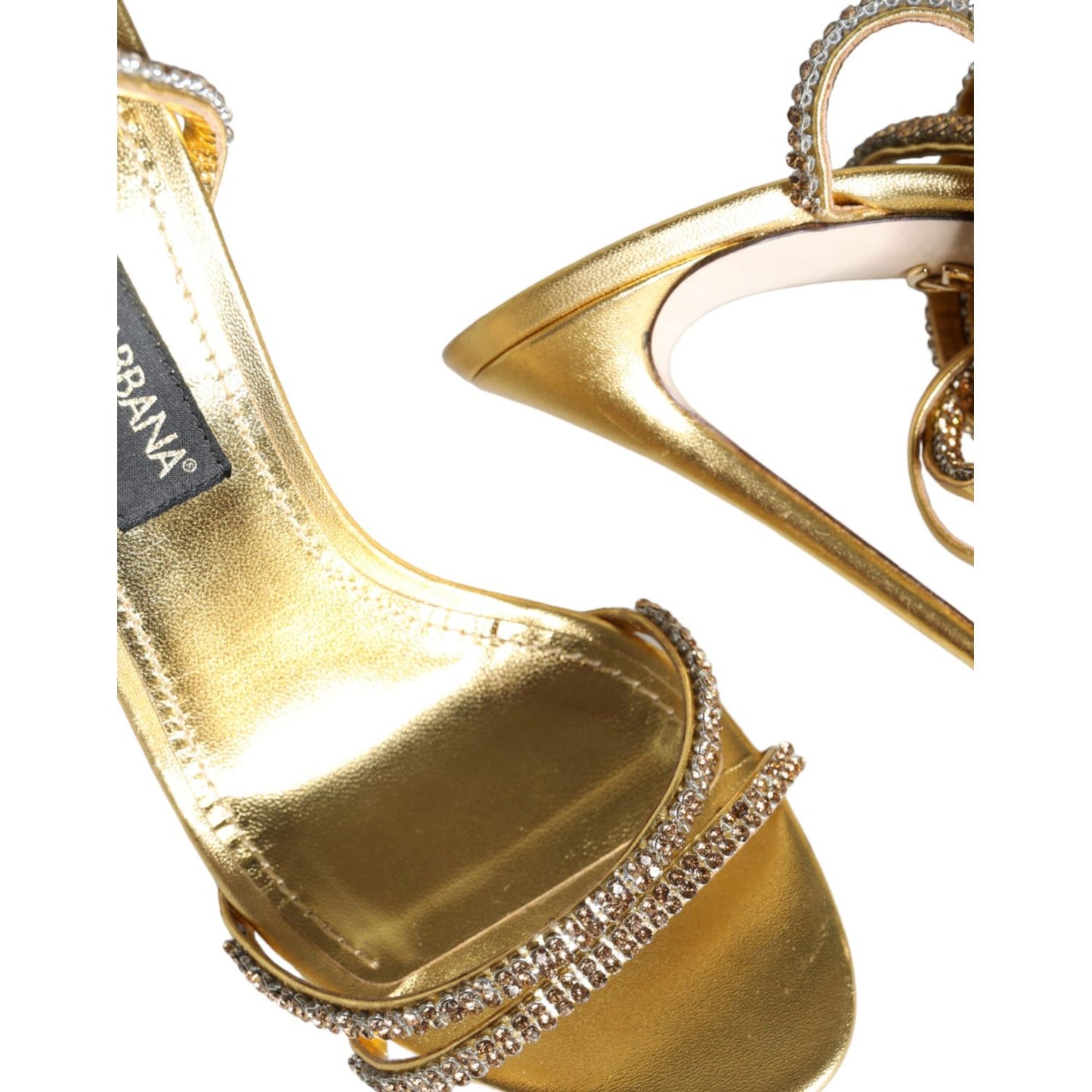 Dolce & Gabbana Gold Crystals Keira Heels Sandals Shoes