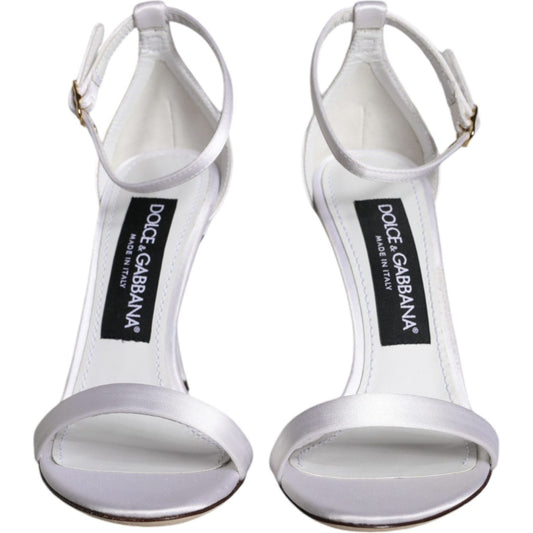 Dolce & Gabbana White KEIRA Heels Ankle Strap Sandals Shoes LA11362-35