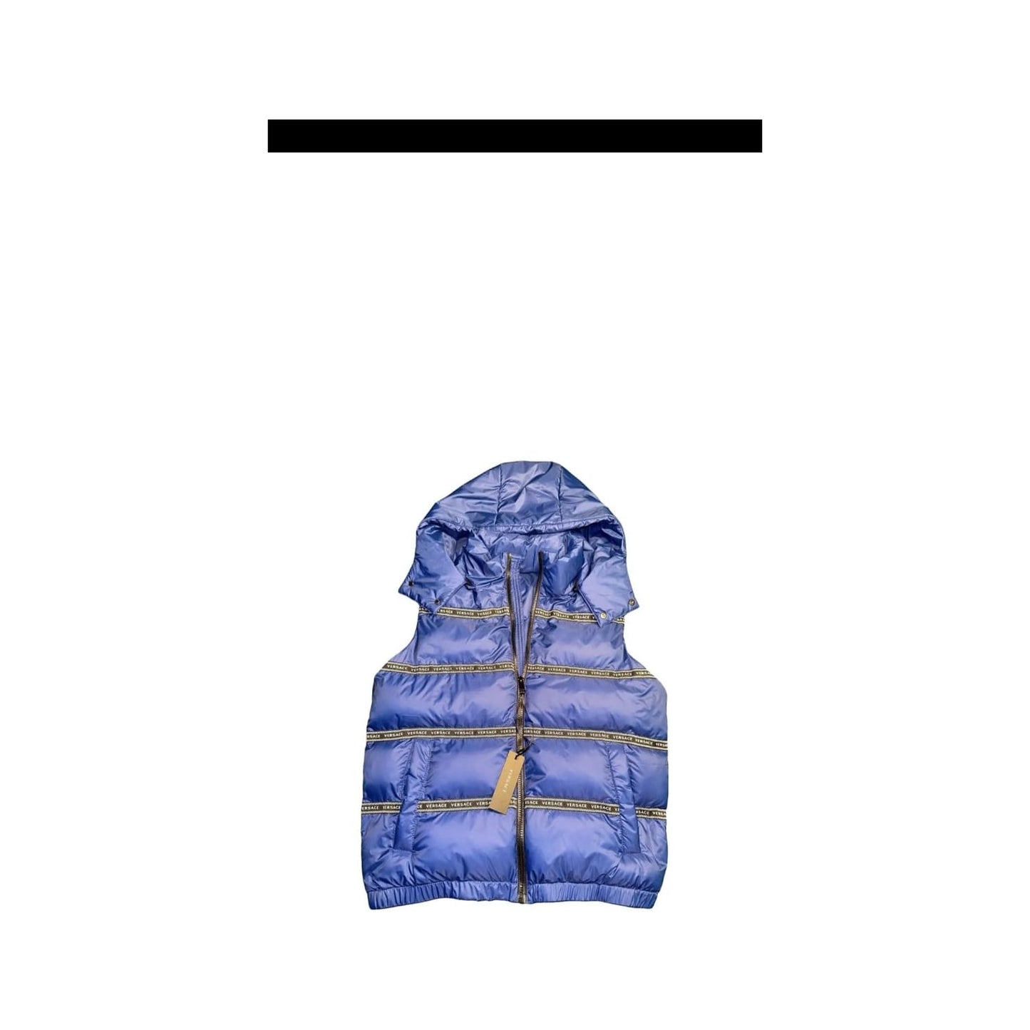 Versace Elegant Black Logo Band Vest with Detachable Hood