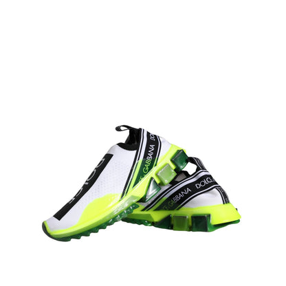 Dolce & Gabbana White Yellow Slip On Sorrento Sneakers Shoes