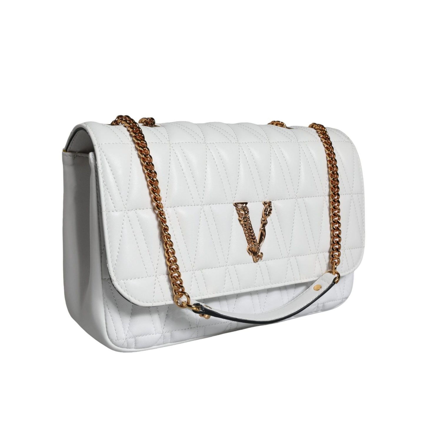 Versace White Mini Nappa Leather Crossbody Shoulder Bag