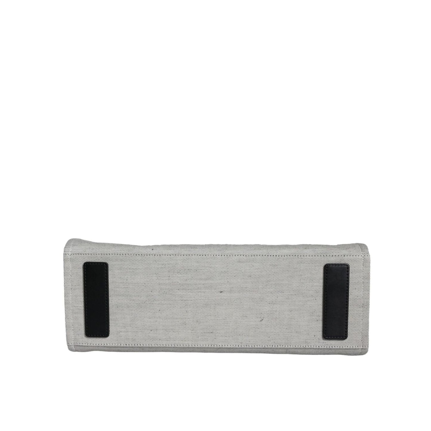 Versace White Top Handle Canvas Leather Logo Crossbody Tote Bag