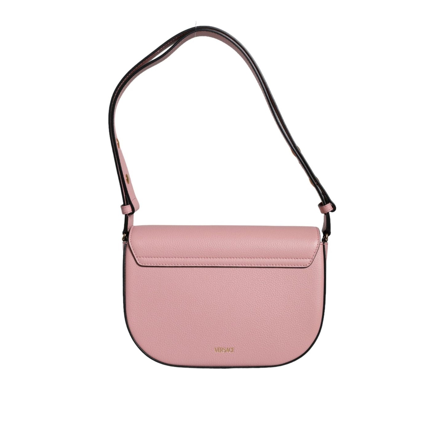 Versace Pink Grainy Calf Leather Logo Crossbody Shoulder Bag Versace