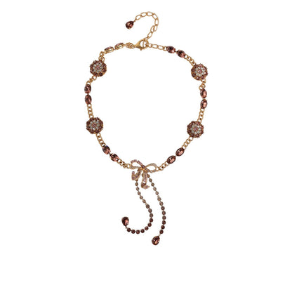 Dolce & Gabbana Gold Tone Brass Crystal Embellished Belt