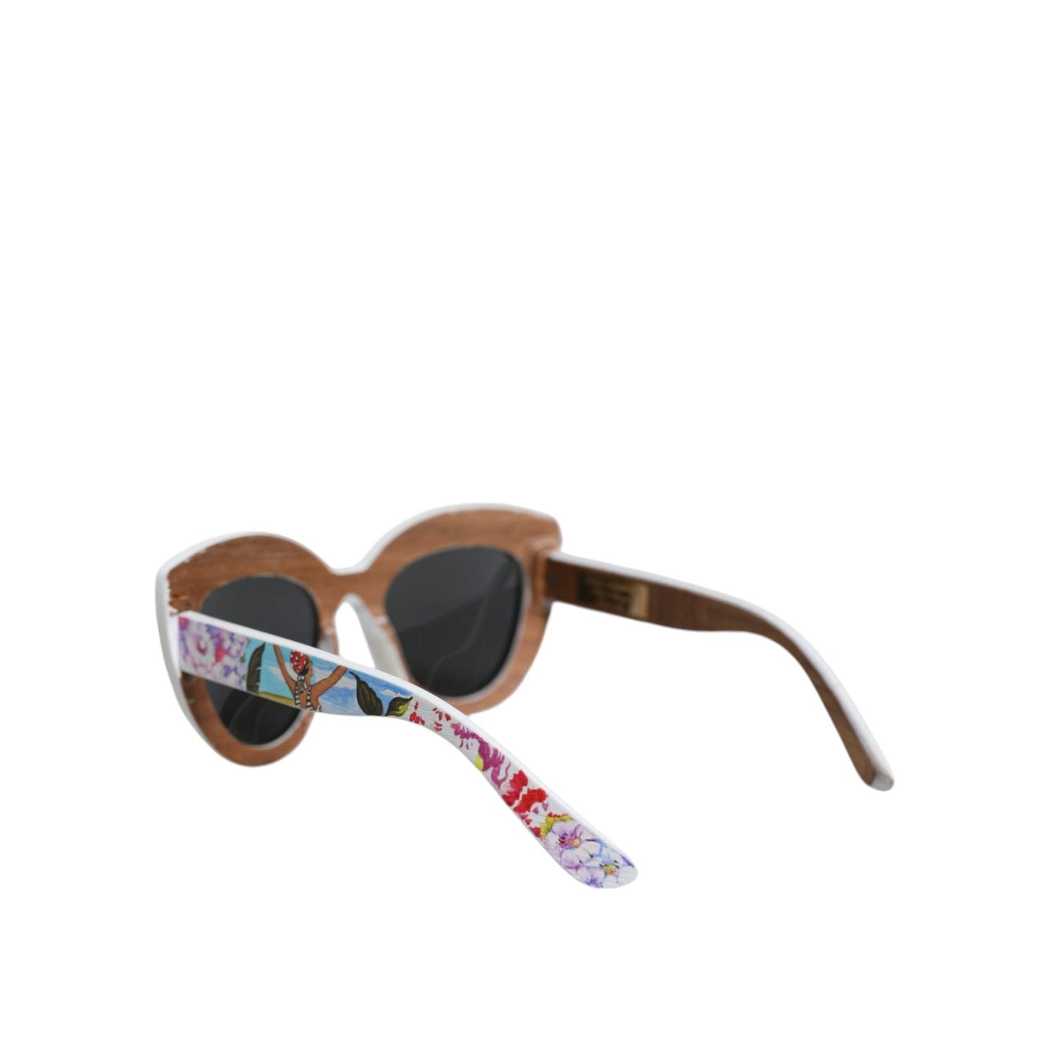 Dolce & Gabbana Multicolor Wood Crystal Brass Frame Floral Hand Paint Sunglasses