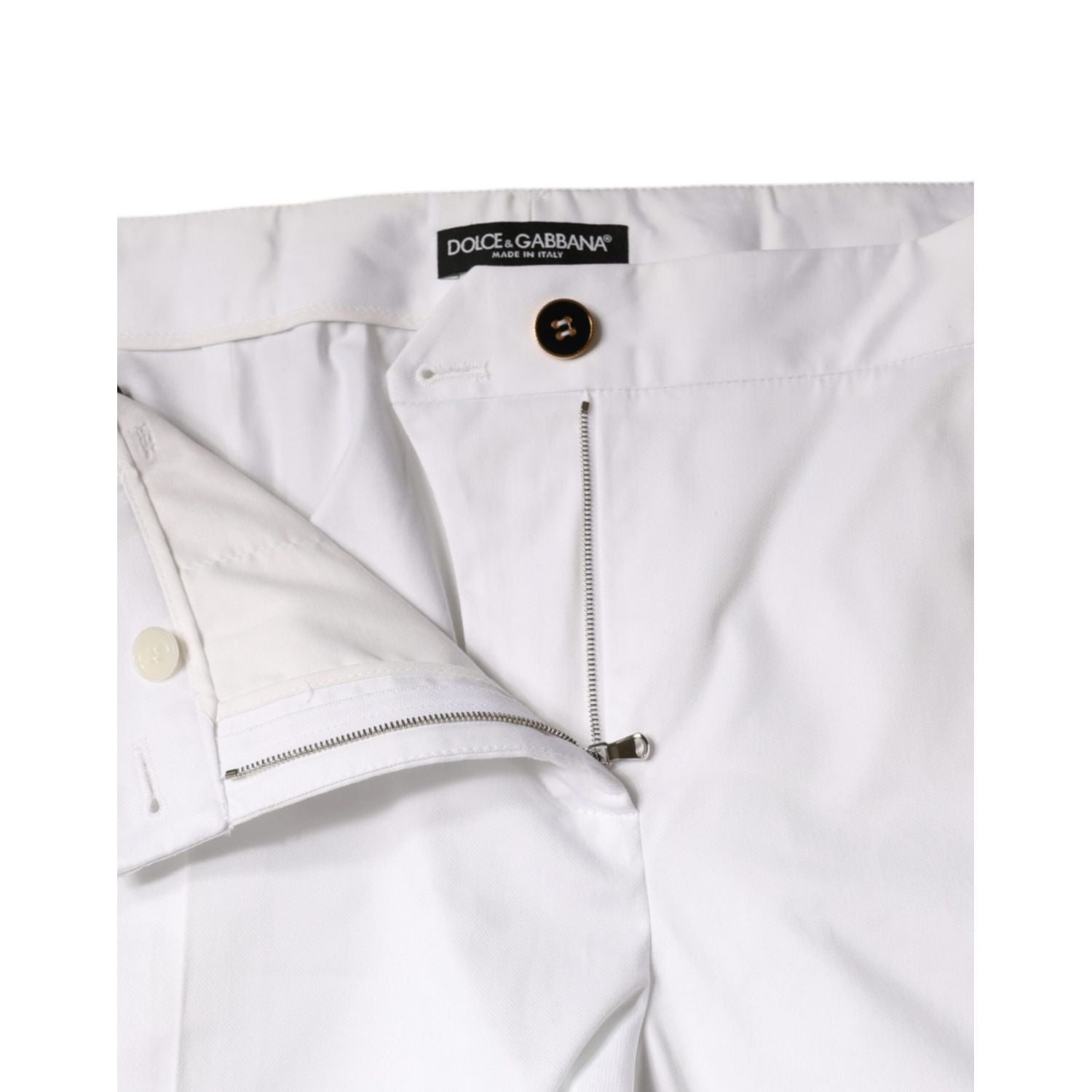 Dolce & Gabbana White Cotton Mid Waist Tapered Denim Jeans