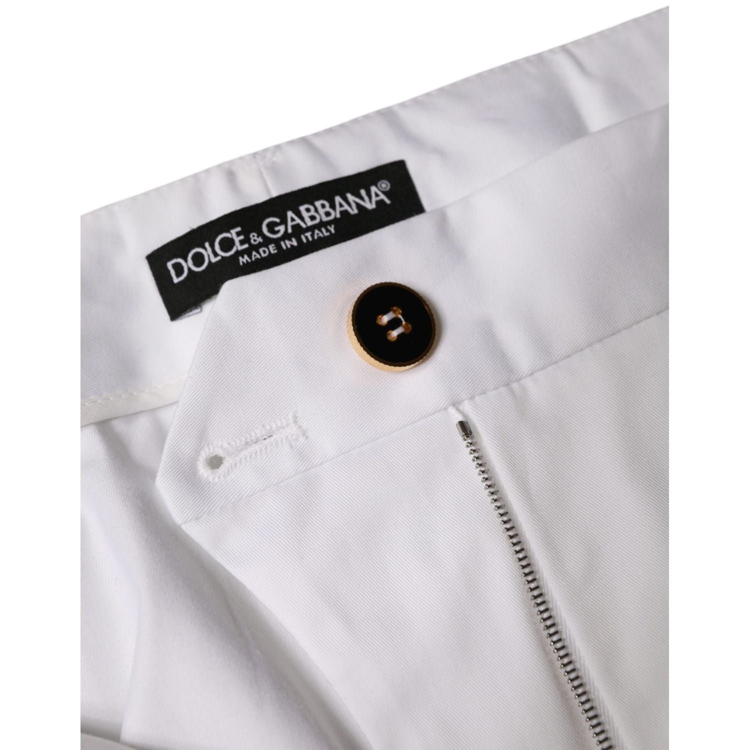 Dolce & Gabbana White Cotton Mid Waist Tapered Denim Jeans