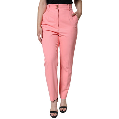 Dolce & Gabbana Rose Pink Polyester High Waist Tapered Pants