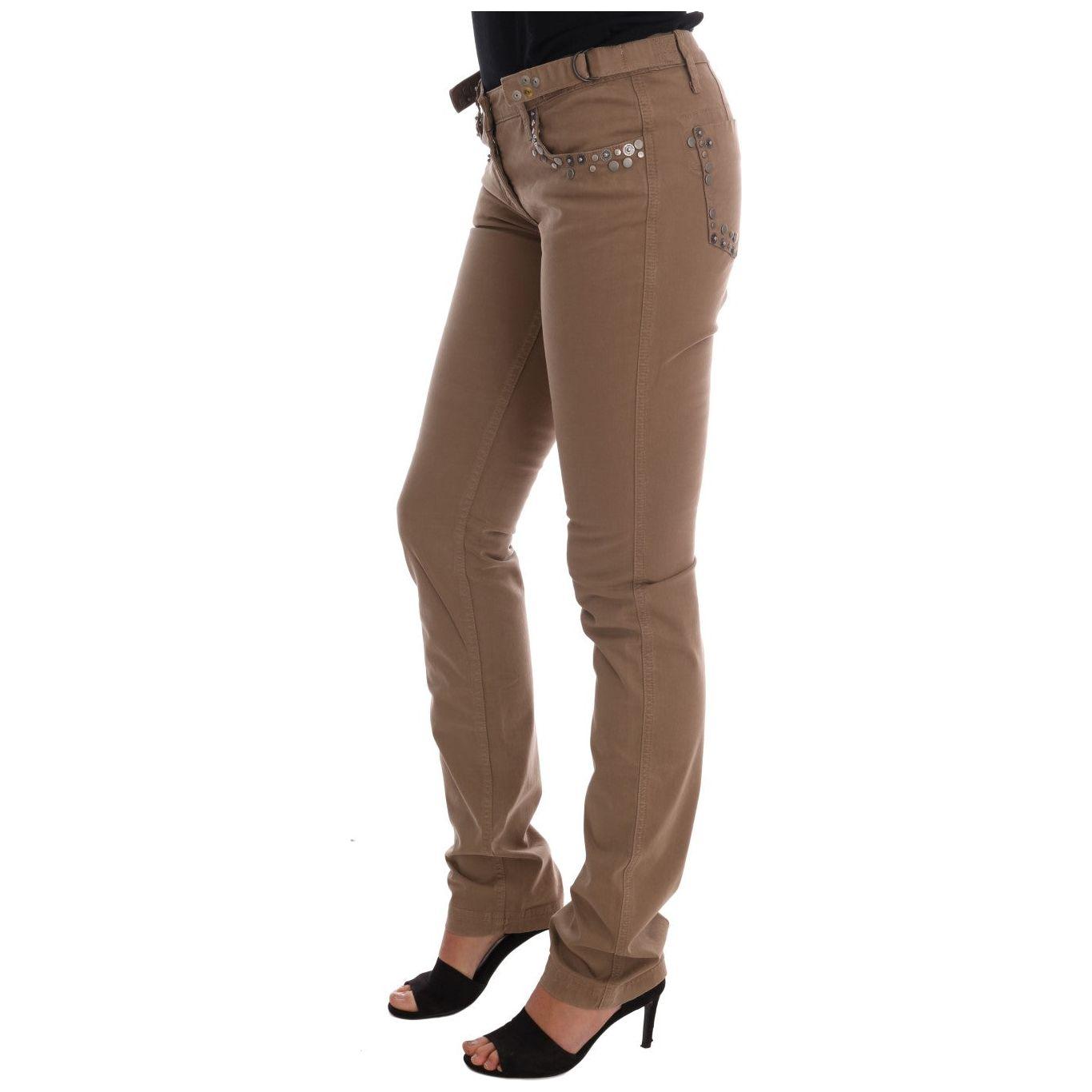 Costume National Beige Cotton Stretch Slim Fit Jeans