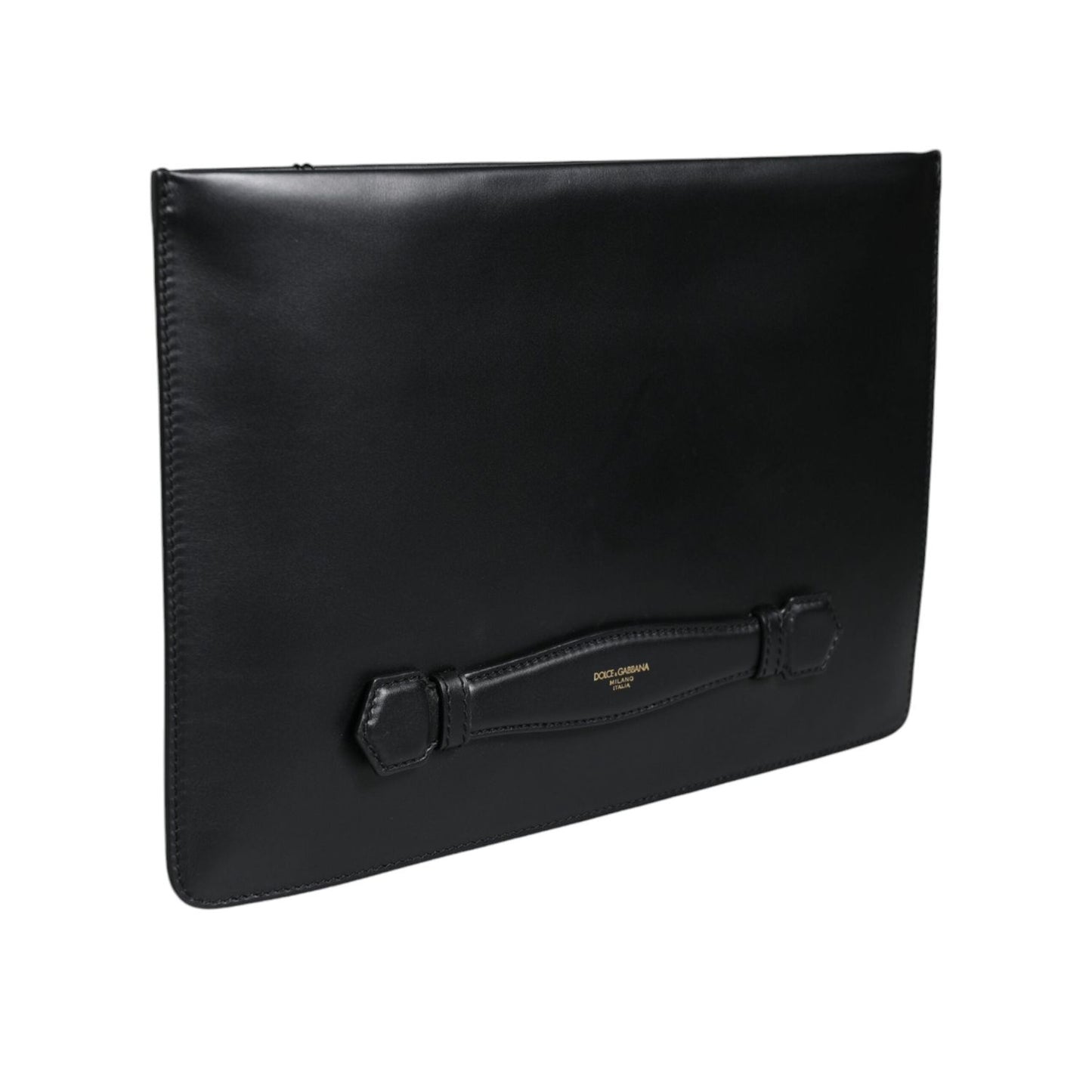 Dolce & Gabbana Black Calfskin Leather Mediterranean Pouch Bag Dolce & Gabbana