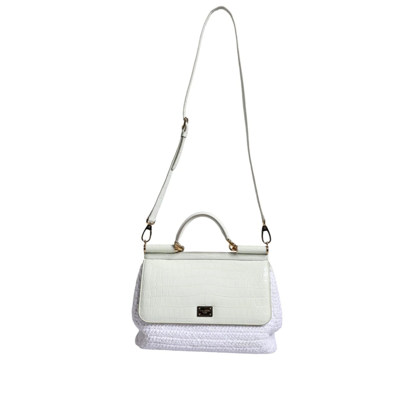Dolce & Gabbana White Rafia Leather SICILY Crossbody Bag Dolce & Gabbana