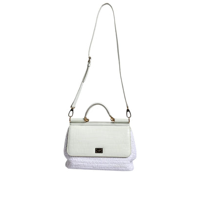 Dolce & Gabbana White Rafia Leather SICILY Crossbody Bag Dolce & Gabbana
