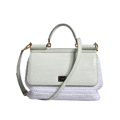 Dolce & Gabbana White Rafia Leather SICILY Crossbody Bag Dolce & Gabbana