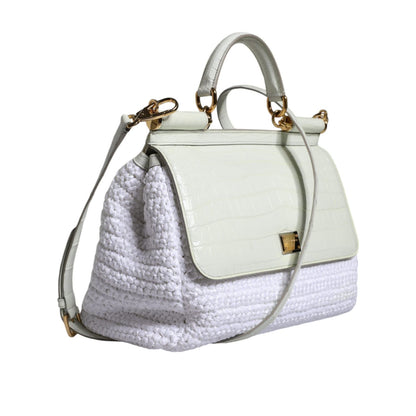 Dolce & Gabbana White Rafia Leather SICILY Crossbody Bag Dolce & Gabbana
