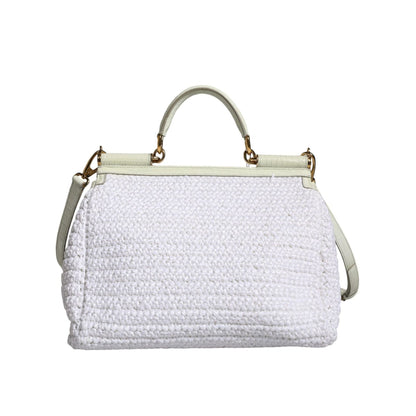 Dolce & Gabbana White Rafia Leather SICILY Crossbody Bag Dolce & Gabbana