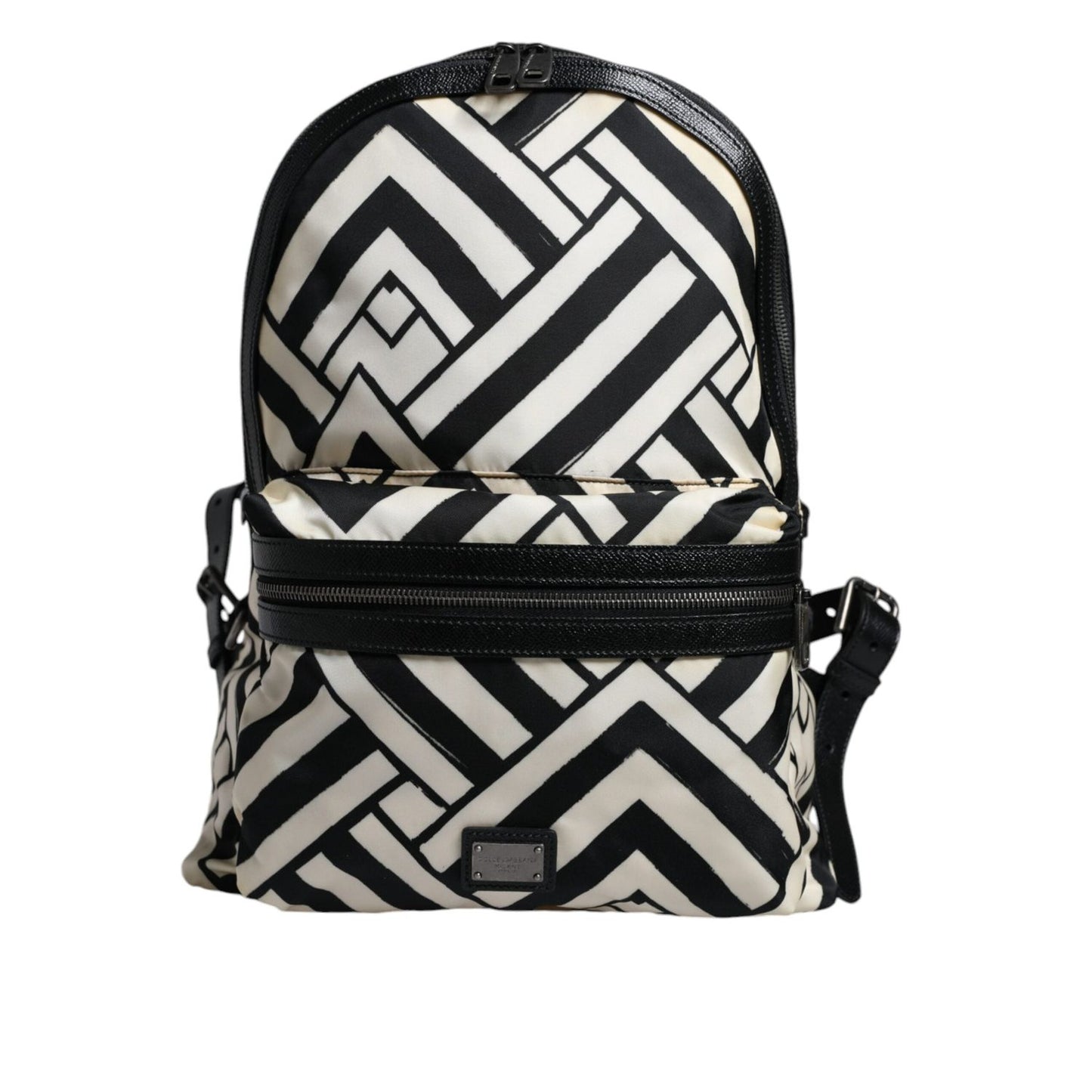 Dolce & Gabbana Black White Nylon Leather Travel Back Pack Bag Dolce & Gabbana