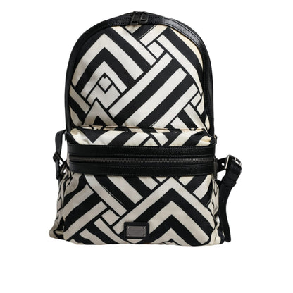 Dolce & Gabbana Black White Nylon Leather Travel Back Pack Bag Dolce & Gabbana