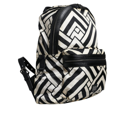 Dolce & Gabbana Black White Nylon Leather Travel Back Pack Bag Dolce & Gabbana