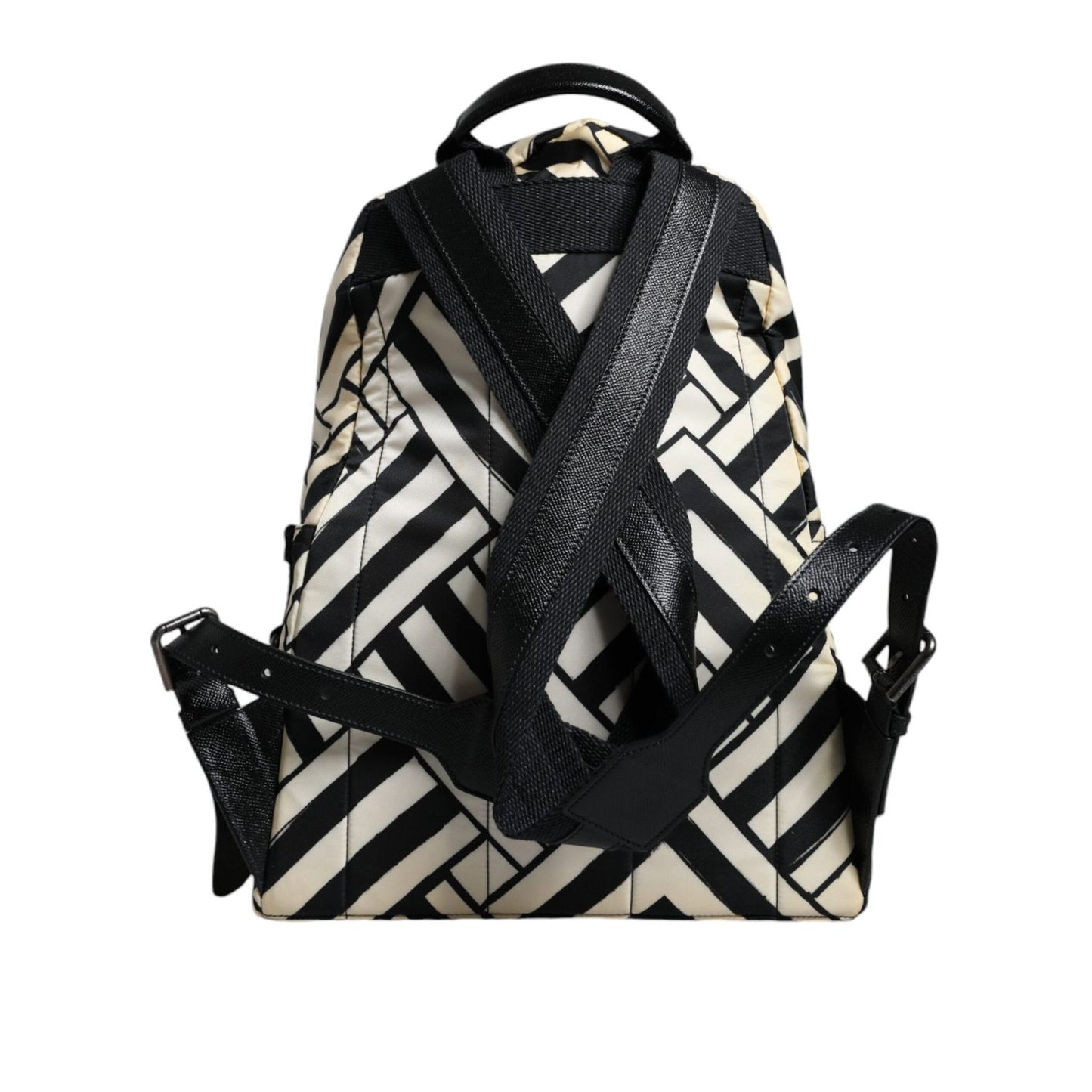 Dolce & Gabbana Black White Nylon Leather Travel Back Pack Bag Dolce & Gabbana