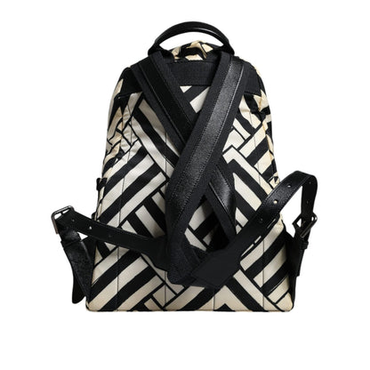 Dolce & Gabbana Black White Nylon Leather Travel Back Pack Bag Dolce & Gabbana