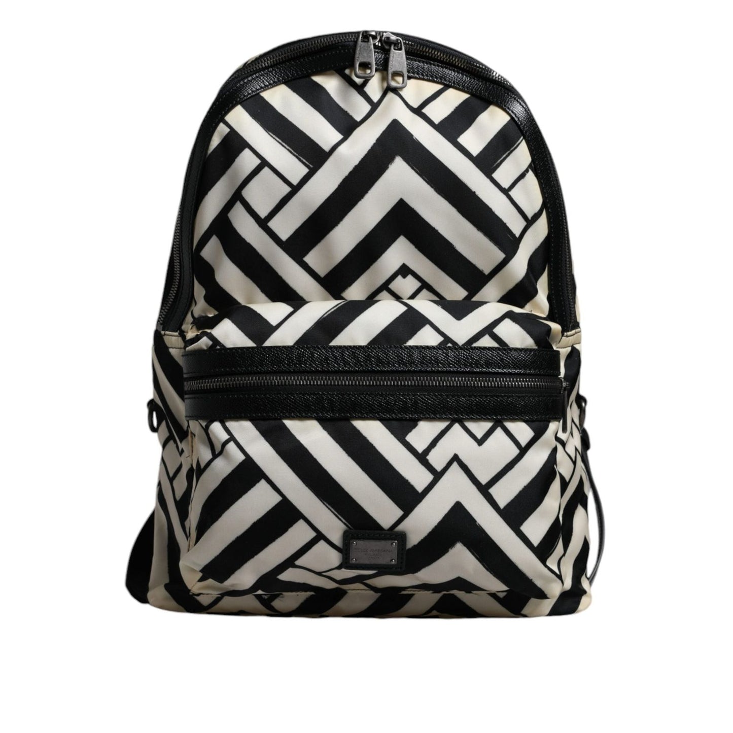 Dolce & Gabbana Black White Nylon Leather Travel Back Pack Bag Dolce & Gabbana