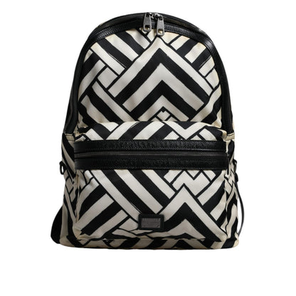 Dolce & Gabbana Black White Nylon Leather Travel Back Pack Bag Dolce & Gabbana