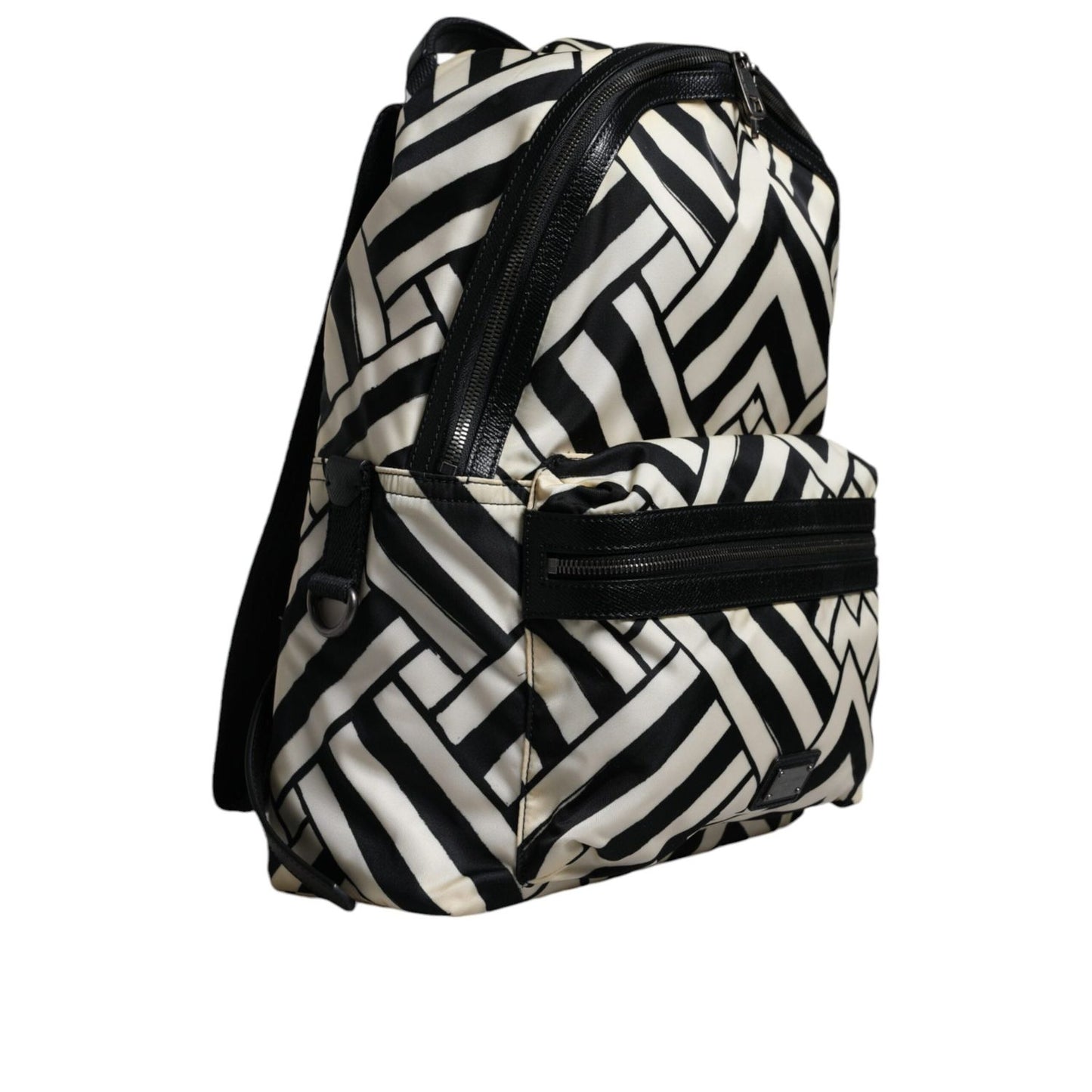 Dolce & Gabbana Black White Nylon Leather Travel Back Pack Bag Dolce & Gabbana
