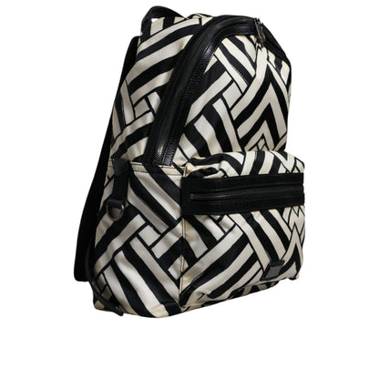 Dolce & Gabbana Black White Nylon Leather Travel Back Pack Bag Dolce & Gabbana