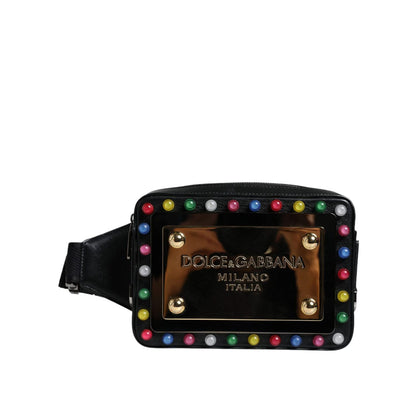 Dolce & Gabbana Black Leather LED Logo Belt Waist Fanny Pack Bag Dolce & Gabbana